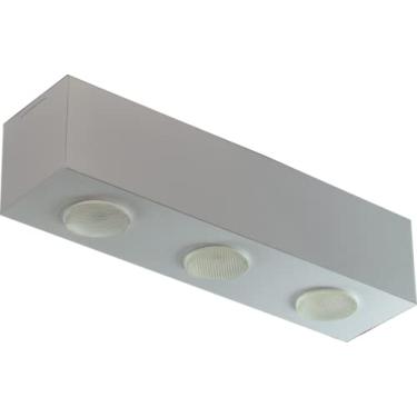 Imagem de Plafon de Sobrepor Retangular Granada com Difusor Branco para 03 Lâmpadas Par 20 ou Bulbo Led E-27-44X11 cm