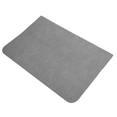 Imagem de Bolsa para laptop, bolsa de transporte super fina para laptop, design de ímã duplo multifuncional de couro PU para IOS Air/Pro(Cinza fosco)
