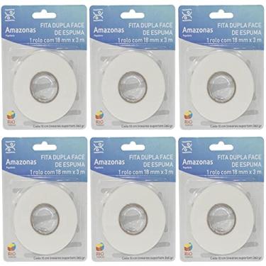 Imagem de Kit Fita Dupla Face De Espuma 1,8 cm x 3 Metros Com 6 Rolos