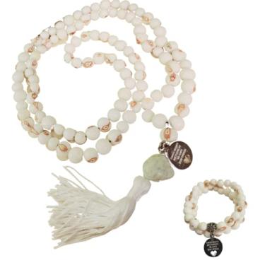 Imagem de Japamala 108 contas semente de açaí natural + Pulseira (Branco)