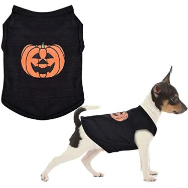 Imagem de Fantasias de Natal para cães pequenos, camisetas para cães pequenos machos fêmeas, camisa de abóbora de Halloween, fantasias de Halloween para filhotes, roupa para cães pequenos (P)
