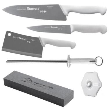 Imagem de Kit de Facas Chef com Cutelo Branco BKK-6W1 com 6 Peças STARRETT