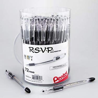 Imagem de Pentel Caneta esferográfica RSVP, (1,0 mm), linha média, tinta preta, embalagem com 72 latas (BK91PC72A)