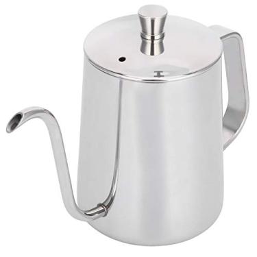 Imagem de Chaleira Gooseneck 600ml,Despeje sobre a Chaleira de Caf¨¦, 304 A?o Inoxid¨¢vel Longo Bico Estreito Cafeteira Com Tampa para Viagem Acampamento Cafeteria Dom¨¦stica, bule de caf¡§| chaleira gotejame