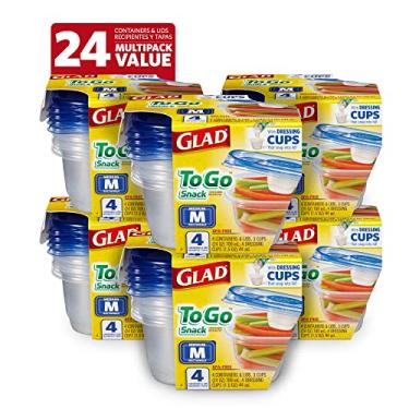 Imagem de Glad To Go Food Storage Containers | Medium 24 oz Containers for Food Storage from Glad | Strong and Sturdy Rectangle Containers in Standard Size, 4 Count - 6 Pack