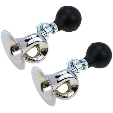 Imagem de AUTUTUT 2 peças Bugle Horn Retro Clown Horn Kids Bike Horn Metal Air Horn com lâmpada de apertar para bicicleta, carrinho de golfe
