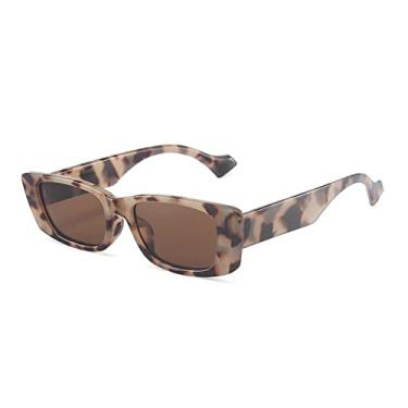Imagem de Óculos de Sol Retângulo Pequeno Retrô Feminino Moda Popular Cor Doce Óculos Masculino Quadrado Óculos de Sol Sombras UV400, Chá Âmbar