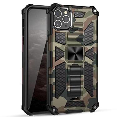 Imagem de KKFAUS Capa de telefone blindada robusta com suporte de carro de camuflagem militar de silicone para iPhone 13 12 11 Pro Max X XS XR 7 8 Plus capa de plástico rígido (Cor: 2, Tamanho: para iPhone Xs)