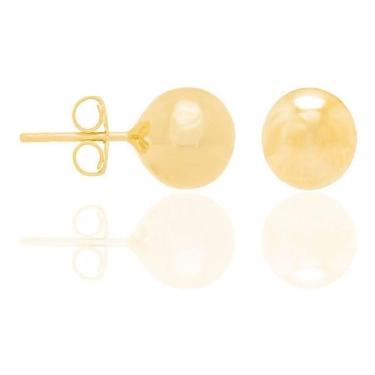 Imagem de Brinco Rommanel Folheado Ouro Bola Grande 8mm Lisa Dourado