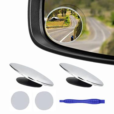 Imagem de 2 peças de espelhos de ponto cego, redondos ultrafinos de 5 cm, sem moldura, HD, vidro convexo, retrovisor, retrovisor, com grande angular, ajustável, para carros, SUV e caminhões, pacote com 2