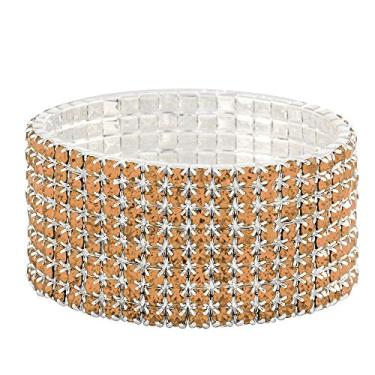 Imagem de Falari Pulseira elástica de cristal com strass brilhante para casamento Prata