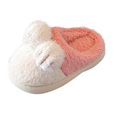 Imagem de Chinelos de algodão para crianças meninas meninos espuma de memória chinelos confortáveis para casa quarto chinelos para menina sapatos (rosa, 2,5-3 anos infantil)