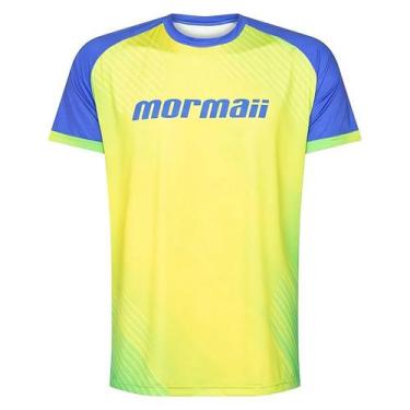 Imagem de Camiseta Beach Tennis Coleção Vini Font Amarelo E Azul Oficial Mormaii
