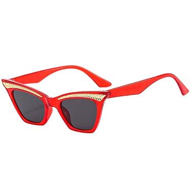 Imagem de Óculos de sol fashion olho de gato feminino masculino designer cor vintage metal decoração armação lente óculos de sol uv400, c2, tamanho único