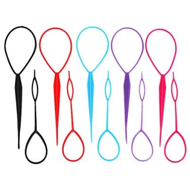 Imagem de Acessórios de cabelo trançado Rabo de Cavalo, 5 pares de ferramentas de cabelo Topsy Plástico trançado francês Acessórios Loop Kit de cabelo para estilo de cabelo