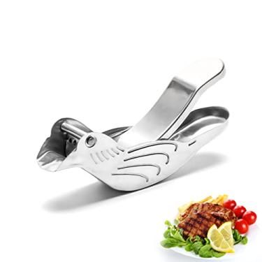 Imagem de Espremedor de limão manual Bird - Espremedor de frutas portátil de aço inoxidável 304 - Espremedor de fatia de limão, espremedor manual cítrico para espremer fatias de limão (prata, 2 peças)
