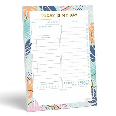 Imagem de Sweetzer & Orange Bloco de notas Today Is My Day Daily Planner sem data, agenda diária, foco e bloco de lista de tarefas com lista de verificação. Páginas de calendário organizador de 52 dias, 7 x 10