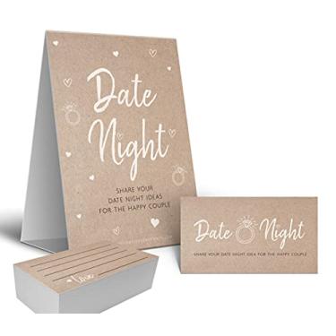 Imagem de Placa e cartões Kraft Rustic Date Night Game ótimo para chás de panela e casamentos.