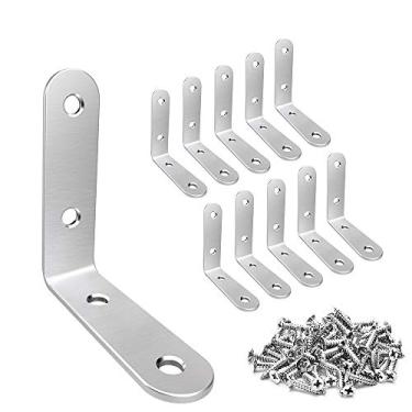 Imagem de LuckIn — Conjunto com 20 suportes de canto de 5 x 5 cm, aço inoxidável 304, acabamento escovado, suportes de ângulo reto com parafusos para móveis de madeira