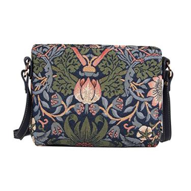 Imagem de Mini bolsa tiracolo William Morris Strawberry Thief da Siganre, Strawberry Thief Blue, W:11'' 28cm; H: 7'' 18cm; D: 3'' 7.5cm