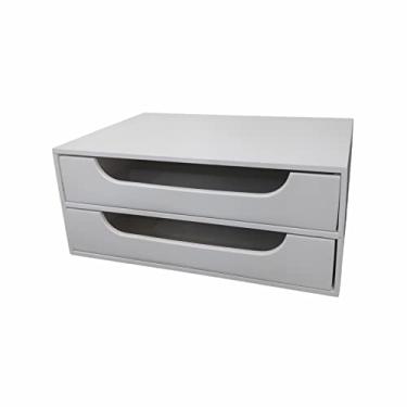 Imagem de Organizador 2 Gavetas Branco Folha Sulfite A4 Base para Monitor Suporte de Monitor