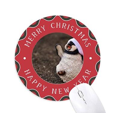 Imagem de Boné de Natal pinguim antártico natureza mouse pad feliz natal borracha redonda