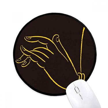 Imagem de Cultura Religião Preto Amarelo Mão Mouse Pad Desktop Escritório Tapete Redondo para Computador