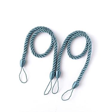 Imagem de Laços de cortina de estilo escandinavo simples Laços de corda em espiral bem entrelaçados Suportes de cortina DIY, cinza, azul, 4 peças