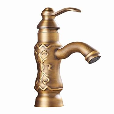 Imagem de LIDON Torneira de pia de cozinha retrô, torneira de pia banheiro vintage, torneira de cozinha latão antigo, torneiras de cozinha preta, torneira de pia de cozinha alta, preto (cor: antigo B)