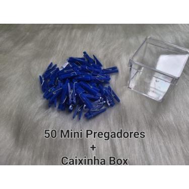 Imagem de 50 Mini Prendedores De Plástico Para Fotos/ Azul Bic + Caixinha Box -