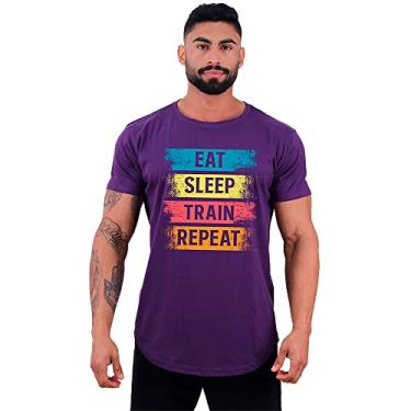 Imagem de Camiseta Longline Masculina MXD Conceito Estampas Variadas (GG, Eat Sleep Train Repeat)