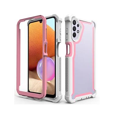 Imagem de Capa de telefone transparente com moldura à prova de choque para Samsung Galaxy A13 A53 A33 A73 A22 A72 A52 A32 A71 A70 A70S A51 A20S Capa protetora, rosa branco, para Galaxy A21S