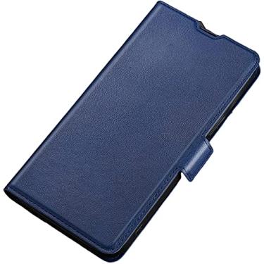 Imagem de FULNES Capa para iPhone 14/14 Plus/14 Pro/14 Pro Max, capa carteira de couro PU com função de suporte de cartão [capa interna de TPU] capa de telefone flip com fivela magnética, 14 Plus, vermelho (cor: azul, tamanho: 14Pro