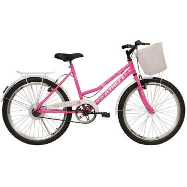 Imagem de Bicicleta Infantil Feminina Athor Nature Aro 24 Com Cestão Rosa
