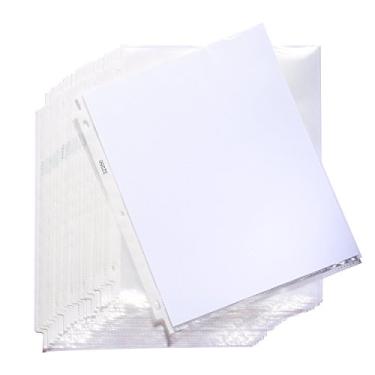 Imagem de Protetores de folha, sem brilho, protetores de folha de plástico de carregamento superior - Design reforçado com 3 furos - espessura de 2,4 mm - Mantenha seus papéis e documentos importantes seguros - 22,86 x 27,94 cm - Pacote com 50