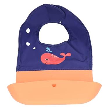 Imagem de Babete de bebê de Silicone, Babador de Patchwork Leve Resistente a Manchas à Prova d'água Com Bolsa à Prova de Derramamento para Uso Doméstico Em Restaurante (baleia laranja)
