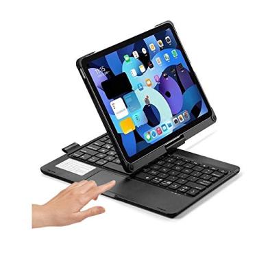 Imagem de Capa com teclado retroiluminado 360 polegadas com suporte de lápis, iPad 7ª geração 360 capa de teclado rotativa retroiluminada 7 cores para iPad 7ª geração 10,2" 2019, Preto, iPad 10.2 inch