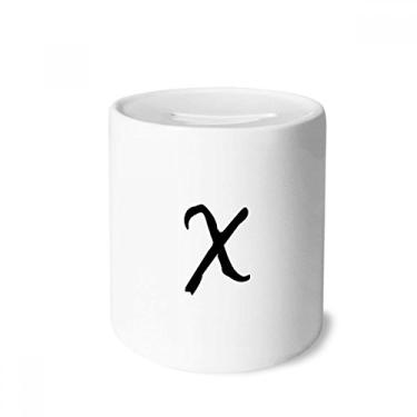 Imagem de DIYthinker Caixa de moedas de cerâmica com silhueta preta Chi do alfabeto grego, presente de cofrinho