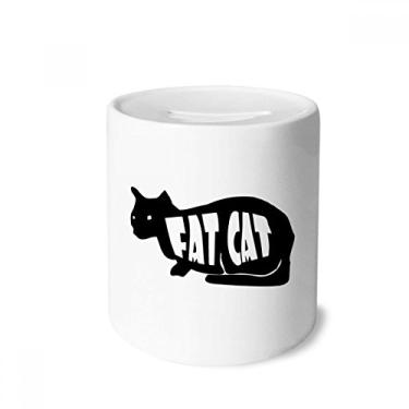 Imagem de DIYthinker Caixa de moeda de cerâmica preta com contorno de gato natural com porta-moedas