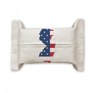 Imagem de Bolsa de linho de algodão com estampa de estrelas e listras em formato de bandeira de Nova Jersey