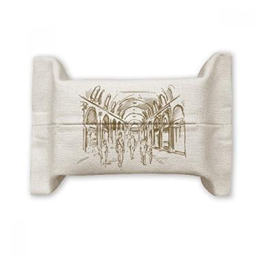 Imagem de Bolsa de linho de algodão com estampa de paisagem de papel para lenços faciais