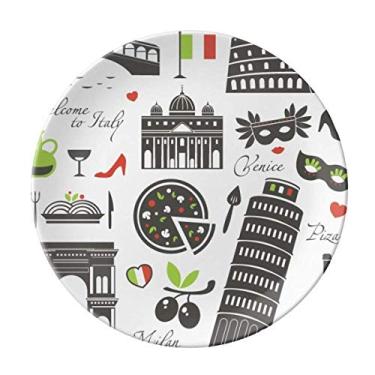 Imagem de Prato de Teatro Romano Italiano A Torre Inclinada de Pisa Prato Decorativo de Porcelana Salver Prato de Jantar