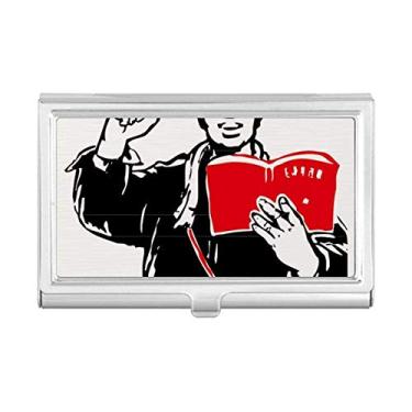 Imagem de Mochila de livro vermelho chapéu estudo China porta-cartões vermelho caixa carteira de bolso