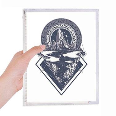 Imagem de Caderno Iceberg com estampa de arte em fluxo de céu estrelado com folhas soltas e diário recarregável