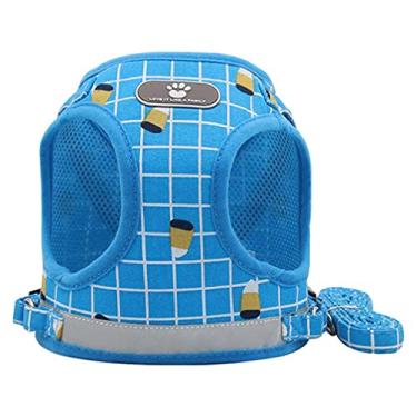 Imagem de Conjunto de coleira peitoral de malha respirável para cães e gatos para filhotes, correia peitoral para filhotes por M I A (cor: azul celeste, tamanho: 26 x 150 cm)