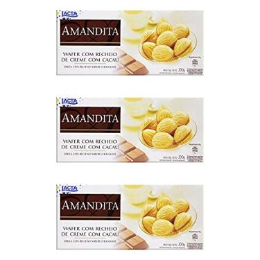 Imagem de Kit C/3 Biscoitos Wafer Amandita Lacta 200g