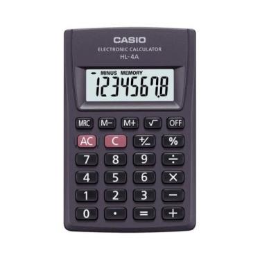 Imagem de Calculadora De Bolso Casio Hl-4A Preta 8 Dígitos Pequena Visor Grande