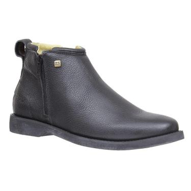 Imagem de Botina Masculina Bico Redondo Couro Preto Zebu 27771