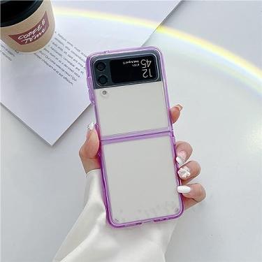 Imagem de Para Samsung Z Flip 4 Slim Thin Gradient Colorful High Clear Shockproof Protective PC TPU Silicone Case for Galaxy Z Flip3 5G Z3, Purple, For Galaxy Z Flip 3