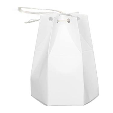 Imagem de QANYEGN 50 Conjuntos De Caixas De Papel Kraft, Caixas De Presente De Papel Kraft, Caixas De Papel Kraft Hexagonais De Lanterna Com Barbante Para Casamento, Festa E Ocasiões Especiais(Branco)